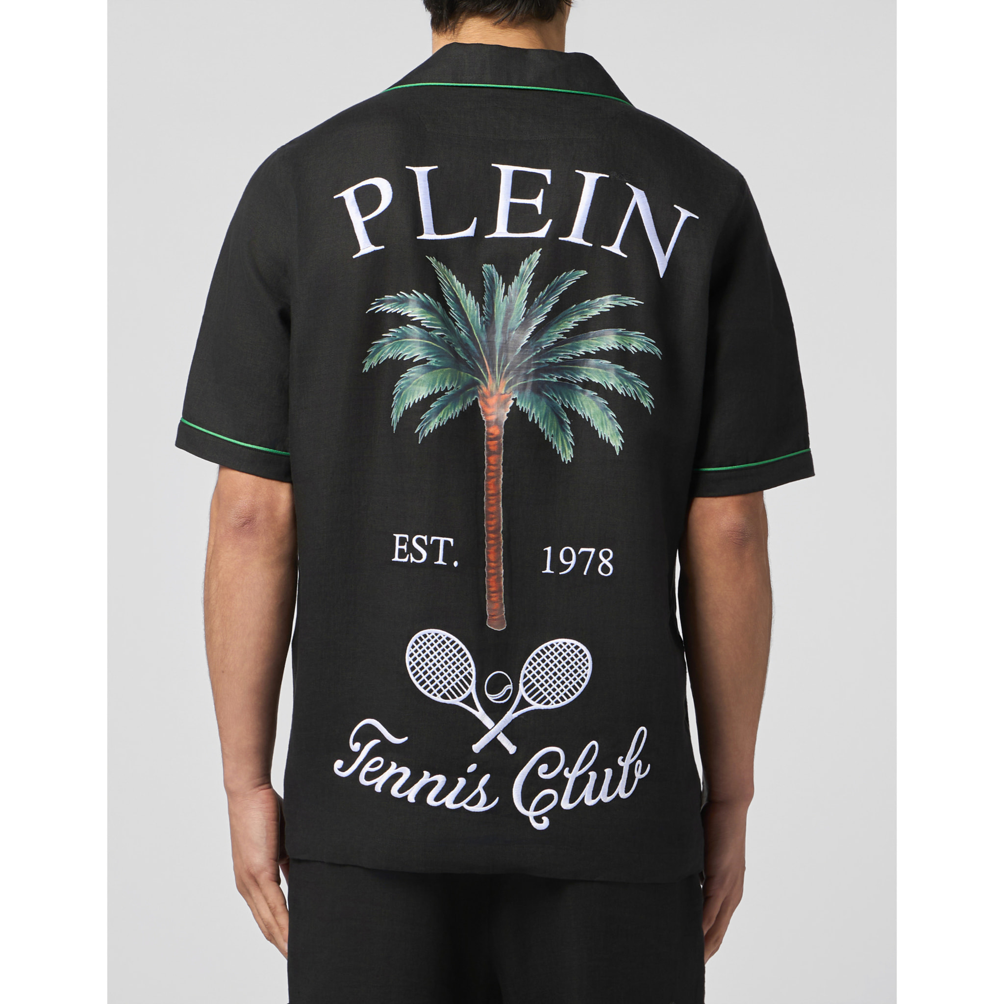 PHILIPP PLEIN Linen Bowling Shirt Plein Tennis