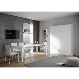 Cama abatible 160 vertical Kentaro Fresno Blanco