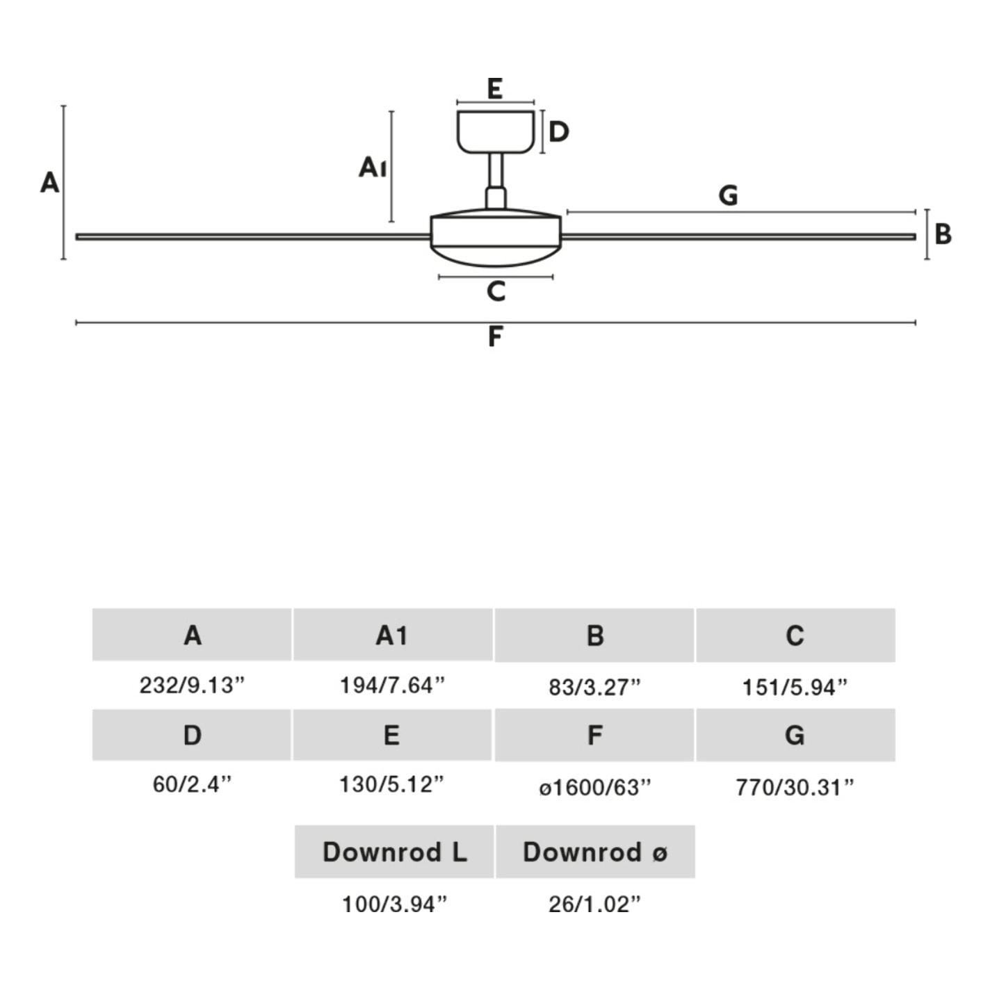 CRUISER XL Ventilador de techo negro/aluminio