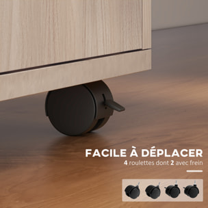 Caisson de bureau à roulettes - tiroir, placard, niche - blanc