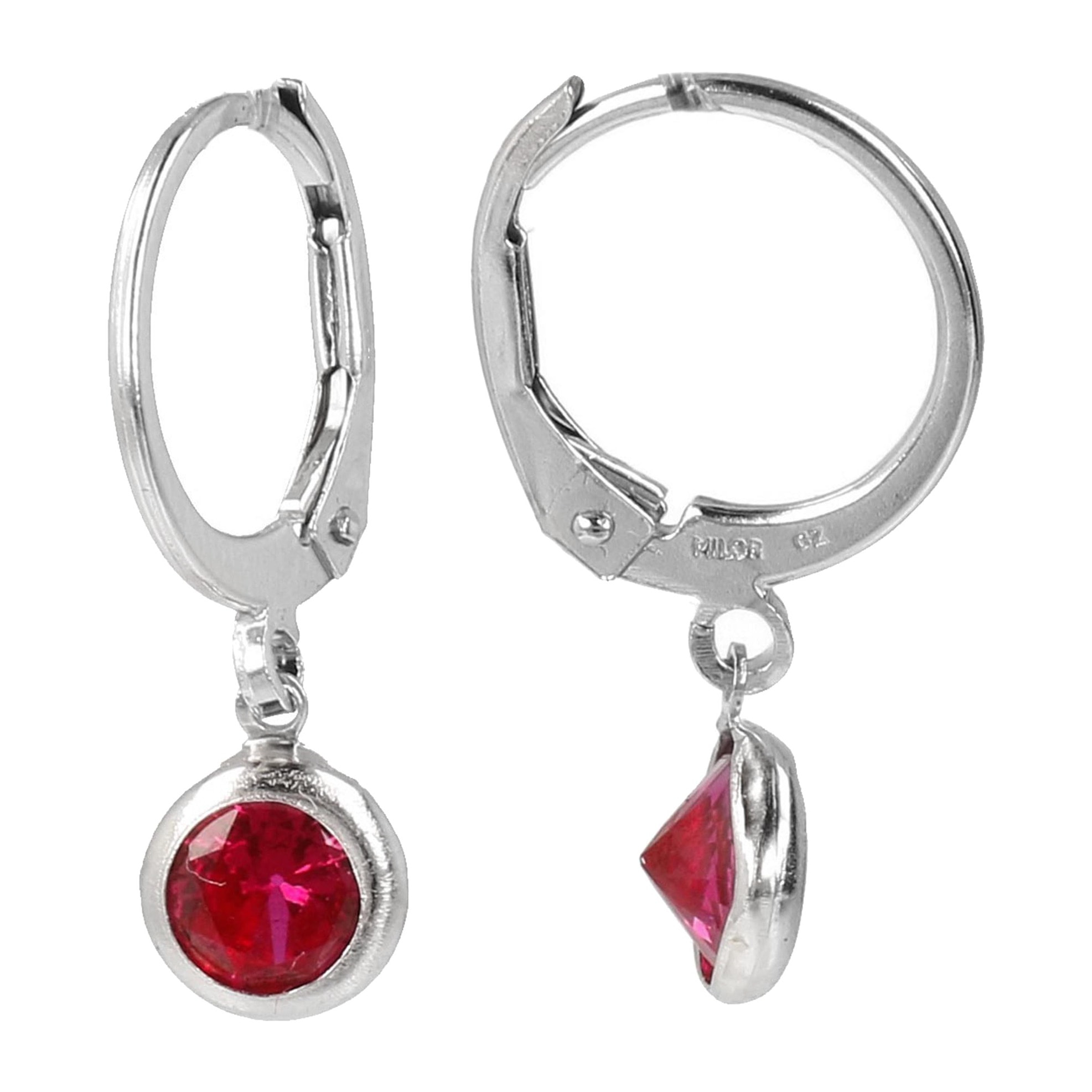 Orecchini Pendenti con Cubic Zirconia Rosse in Argento 925