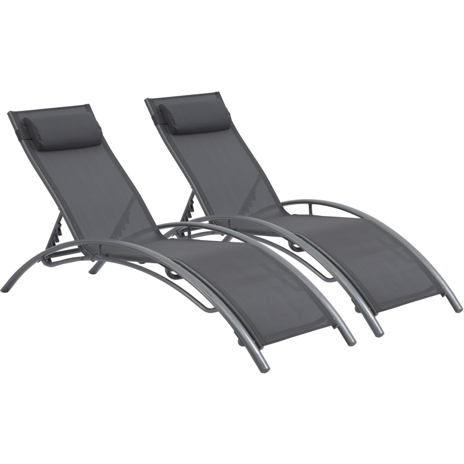 Bain de soleil en aluminium "Beauty" - Phoenix - Gris foncé / Argenté - Lot de 2