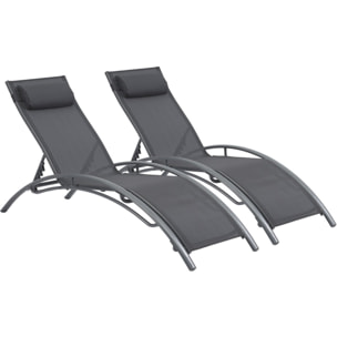 Bain de soleil en aluminium "Beauty" - Phoenix - Gris foncé / Argenté - Lot de 2