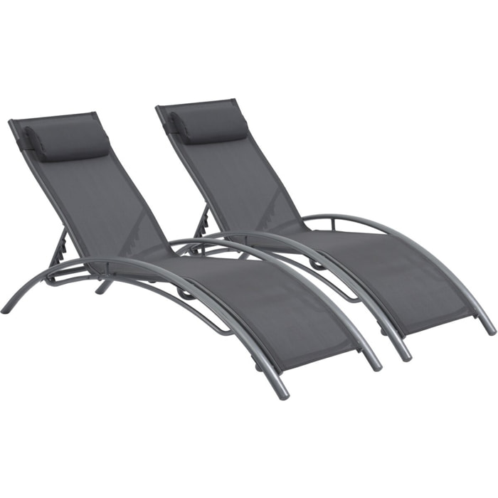 Bain de soleil en aluminium "Beauty" - Phoenix - Gris foncé / Argenté - Lot de 2
