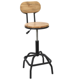 Chaise De Bar Reglable Bois Brut Ace