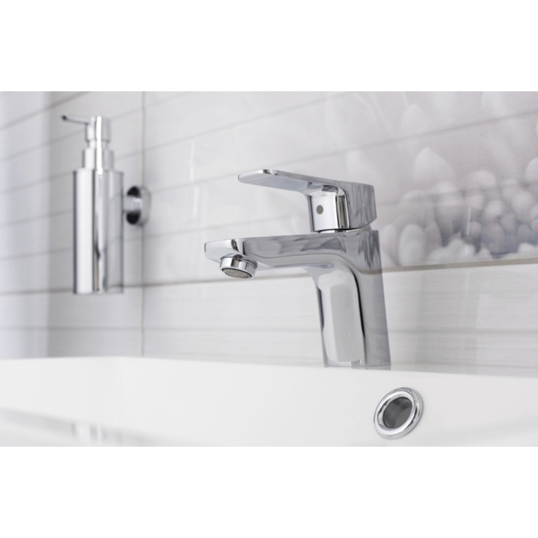 Optima Cube Way mitigeur de lavabo sur pied, sans vidage, chrome brillant (CU271)