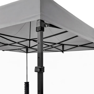 Gazebo Professionale 3x4.5 M Richiudibile Automatico In Acciaio E Telo Oxford 1200D PVC Impermeabile Anti UV Struttura a Fisarmonica con Sacche Grigio