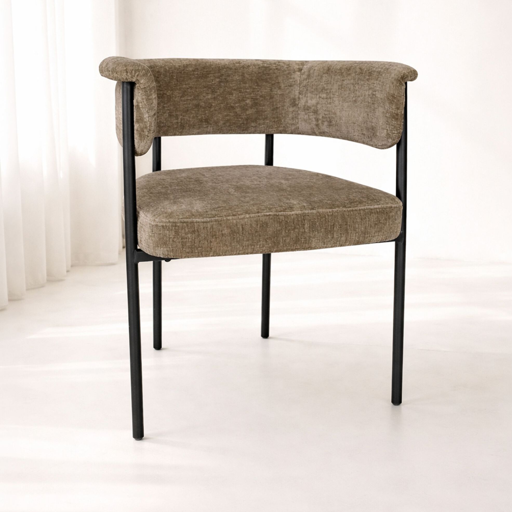 Lot de 2 fauteuils en métal noir et tissu marron café COLETTE