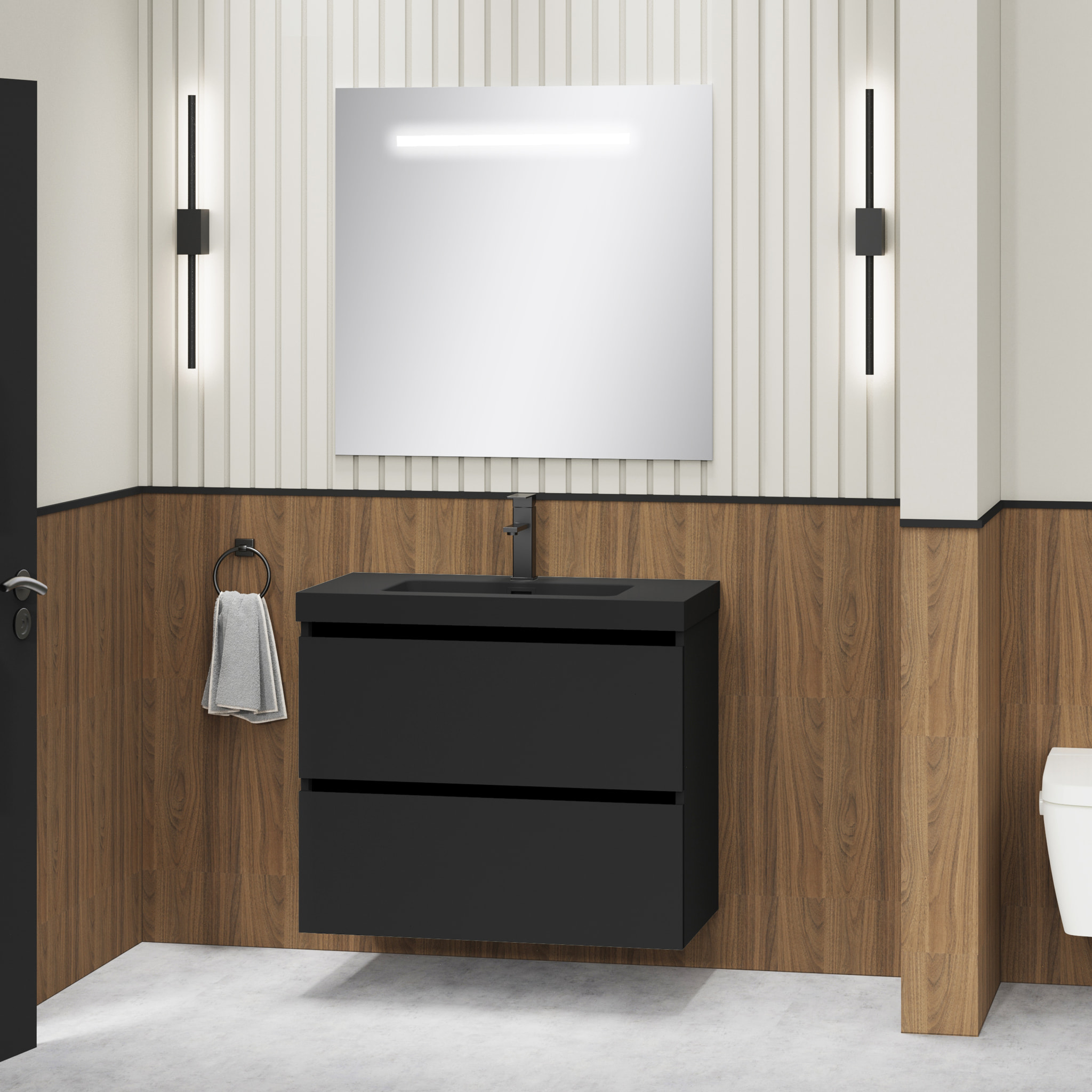 Conjunto de baño TURIN, Alday, 80 cm, Negro