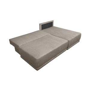 Banquette canapé d'angle droit convertible 3 places velours côtelé avec coffre NELSON