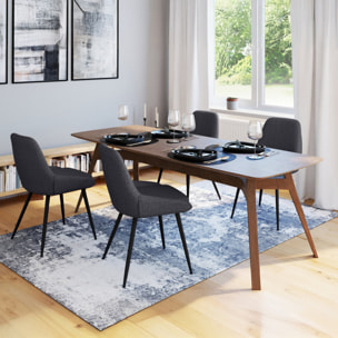 Chaises Ornella en tissu et pieds métal noirs - Gris