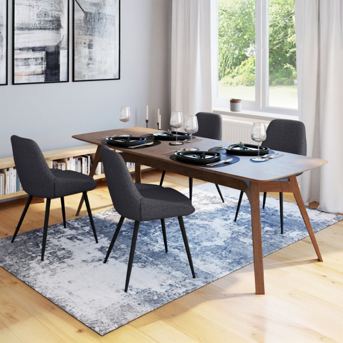 Chaises Ornella en tissu et pieds métal noirs - Gris