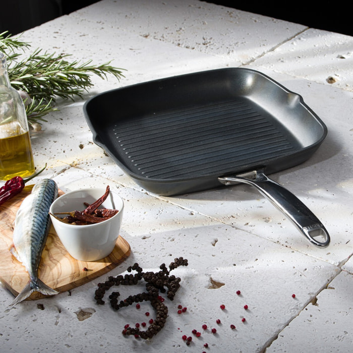 Gril carré en aluminium antiadhésif 28 cm