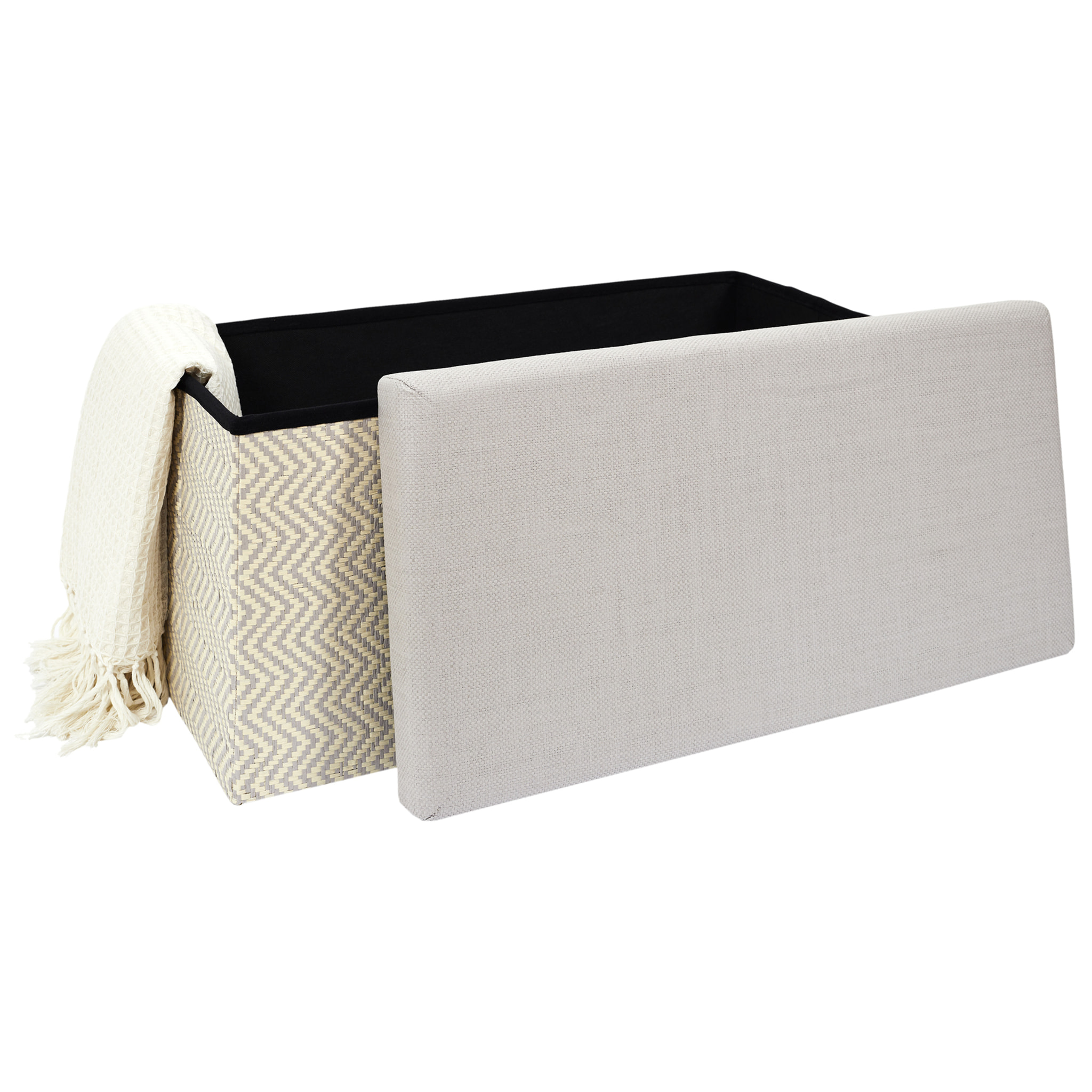 Coffre Banc Pliable Tresse Gris