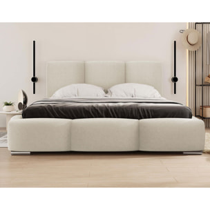 Noa - lit coffre - 140x200 cm - en velours - sommier inclus - Beige