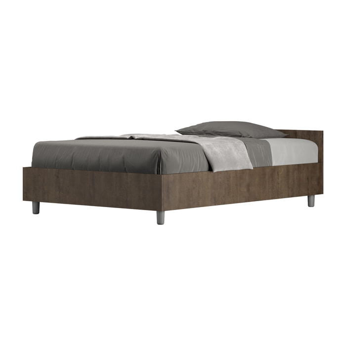 Cama de una plaza y medio con almacenaje 120x200 nogal Nuamo