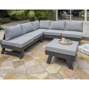 NEWYORK - Salon d'angle de jardin 6 places en aluminium