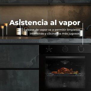 EVVO Horno integrable H10, 72L, clase A, 4 programas, grill, temporizador, mando selector, puerta triple acristalamiento, negro