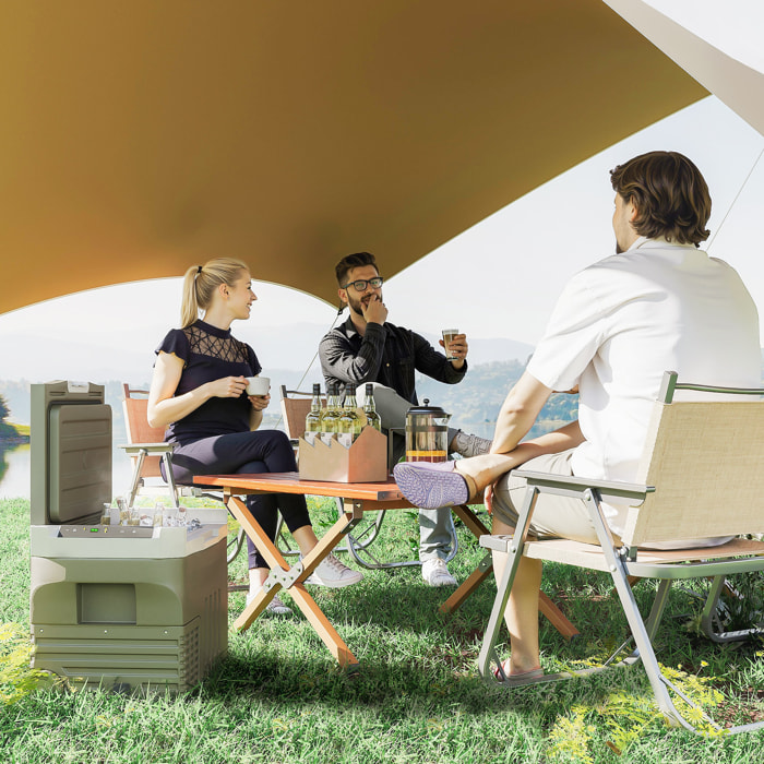 Nevera Portátil Eléctrica 30L Refrigerador de Coche -20℃ a +20 ℃ 12V/24V Mini Frigorífico con Ruedas Compresor Pantalla LED Táctil para Hogar Camping Viajes Automóvil 61x39x41,5 cm Verde