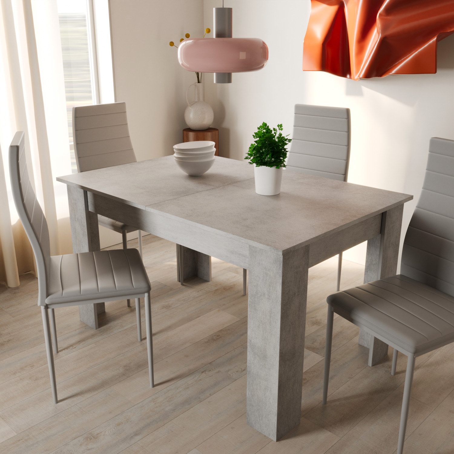 Tavolo da Pranzo Allungabile Estensibile Fino a 190 cm Tavolino Per 6 Persone Salotto Soggiorno Salone Design Moderno 190 x 78 x 90 cm Grigio