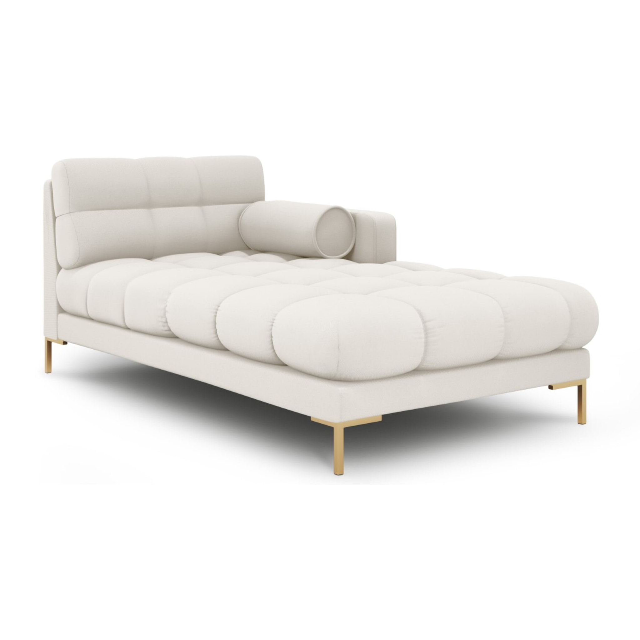 Méridienne droite "Bali" en tissu structurel beige clair