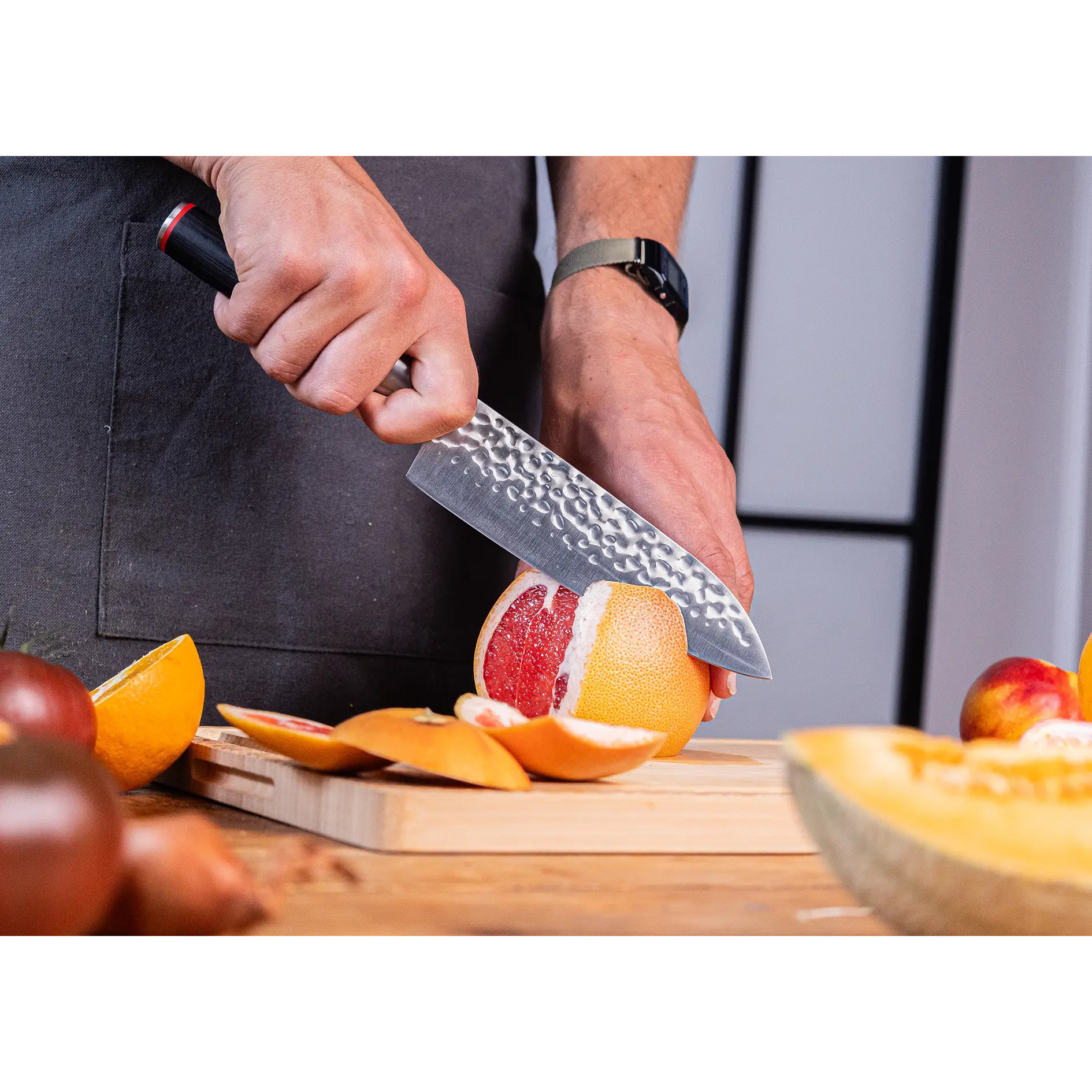 Couteau Santoku | Lame 180 mm | Acier Inoxydable | Lame Japonaise 440C
