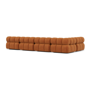 Ruby - canapé panoramique modulable d'angle gauche 7 places en velours texturé - Terracotta