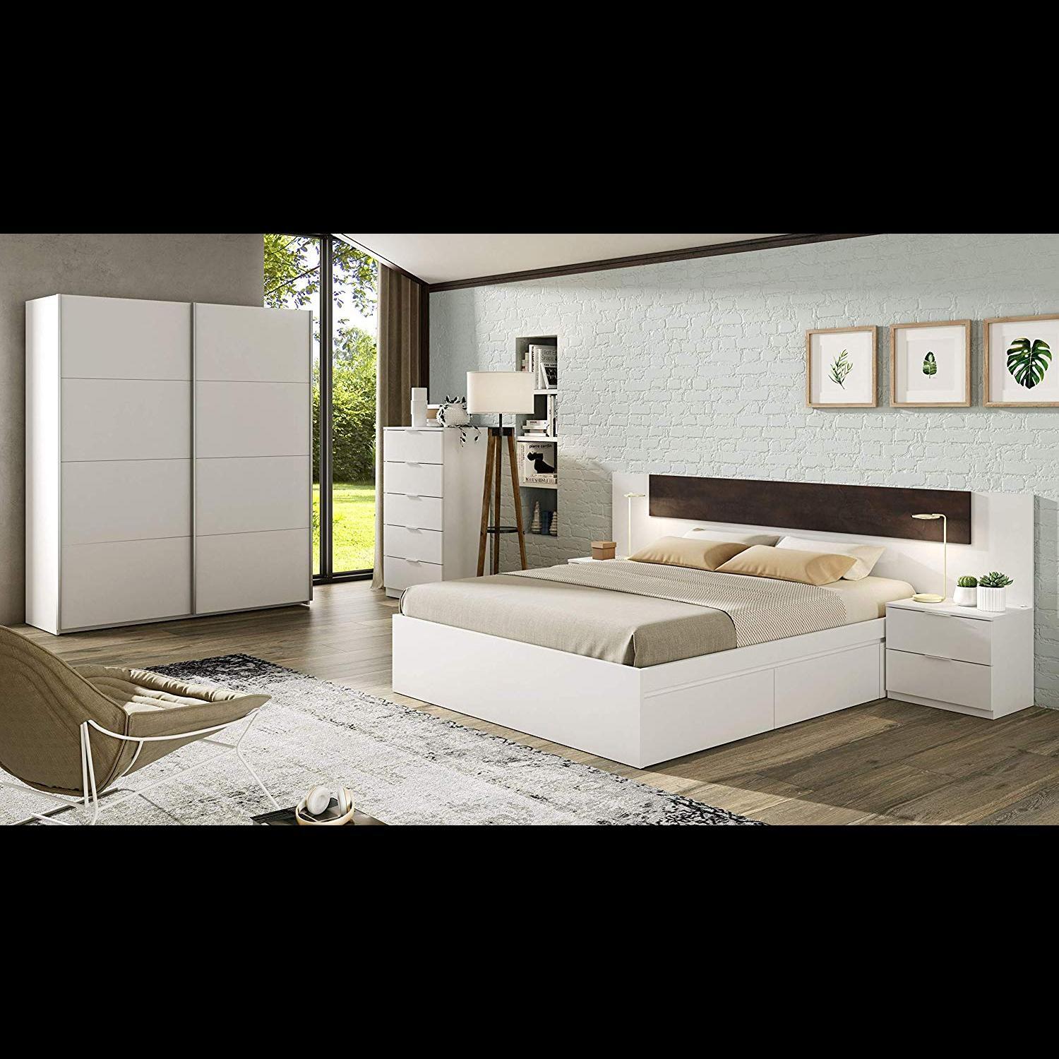 Armadio Armadietto Guardaroba Resistente Robusto Multiuso con 2 Ante Scorrevoli 2 Ripiani E 2 Appendiabiti Camera Da Letto 200x150x60 Cm Bianco Artik