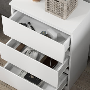 Cómoda con 3 Cajones Cómoda de Dormitorio Moderno con Diseño Anti-vuelco Cajonera para Salón Pasillo 55x34x75 cm Blanco Brillo