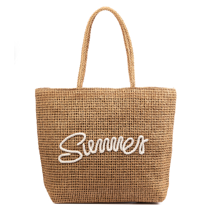 Bergeggi Bolso shopper Mujer. Fabricado en paja trenzada diseño "Summer"