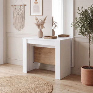 Mesa consola extensible en blanco artik y alpine oak 50-235x90 cm Denis Blanco Artik (Blanco Mate) - Alpine Oak