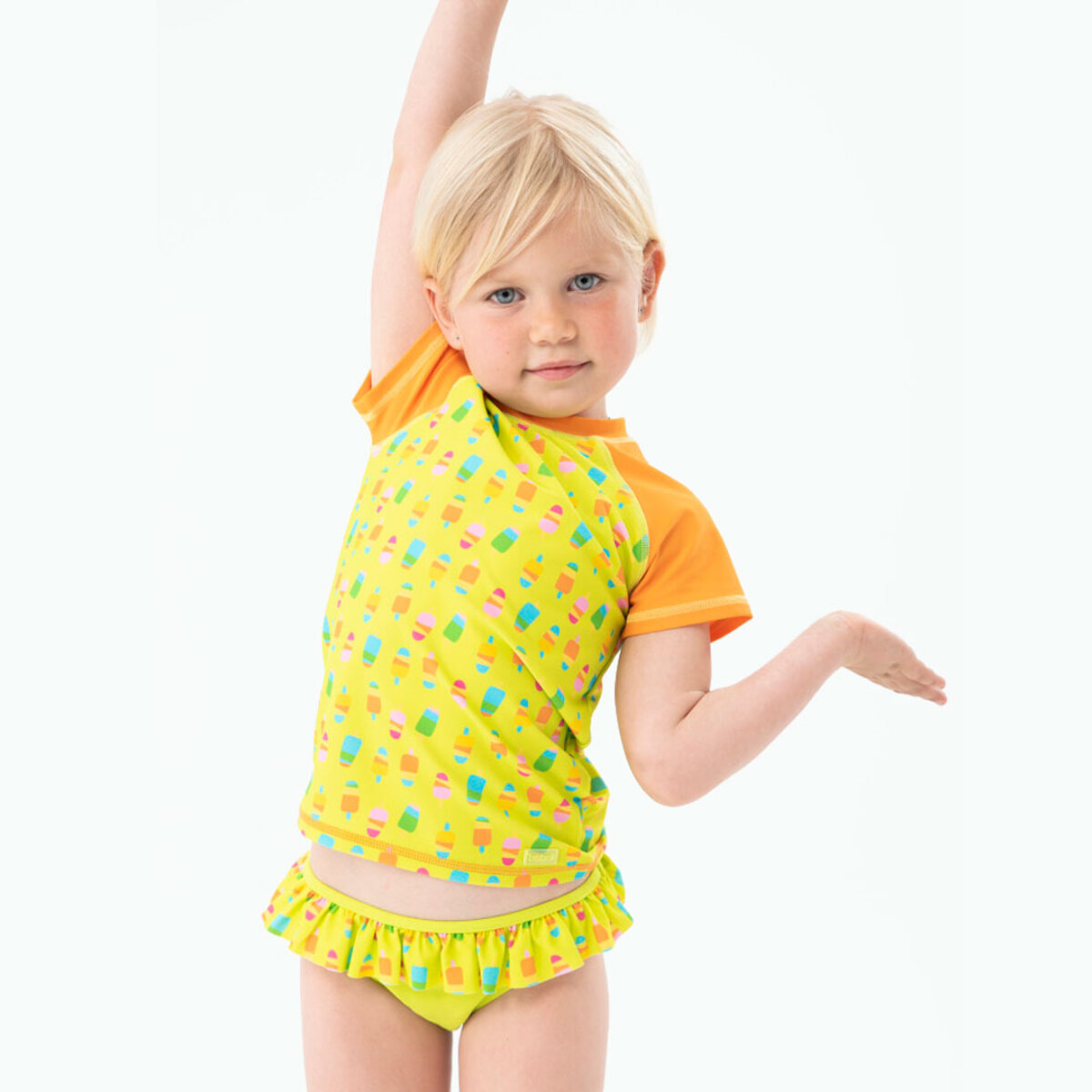 Braguita con volante para niña estampada de color verde