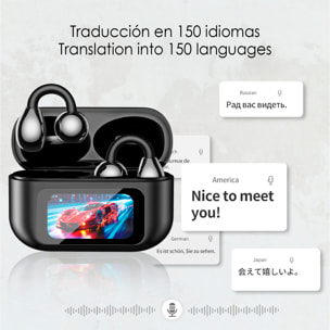 Auriculares deportivos TWS XG-42, bluetooth 6.0. Asistente inteligente con traducción en tiempo real y estación de carga inteligente multifunción con pantalla táctil.