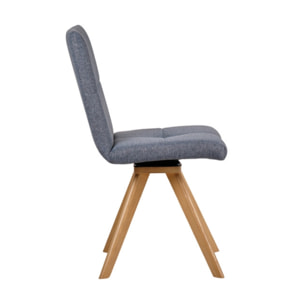 Chaise rotative en tissu & piètement en chêne - 3 coloris - HORTENSE