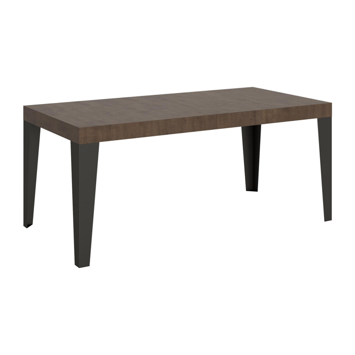 Table Flame Extensible Dessus Noyer 90x180 Allongée 440 cadre Anthracite