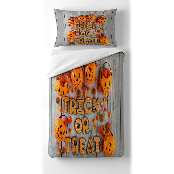 Parure copripiumino Halloween trick or treat stampa digitale 100% cotone