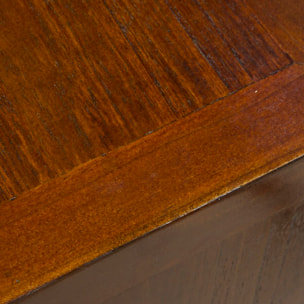 Table basse avec plateau relevable Kenia -bois massif et placage naturel de mindi-couleur teck 110 x 46 x 60 cm