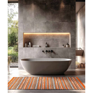 Tappeto Cucina Bagno Righe Arancio