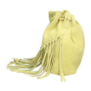 Borsa a secchiello da donna Made in Italy - Modello Umbria Plus - Pelle scamosciata - 25.0 x 22.0 x 13.0 cm