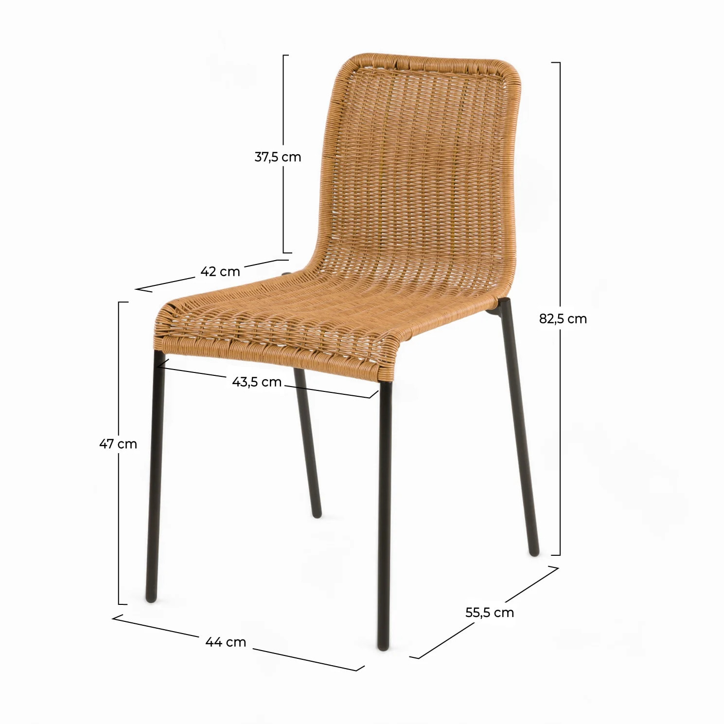 Lot de 2 chaises intérieur/extérieur en résine tressée naturelle - Sirivara