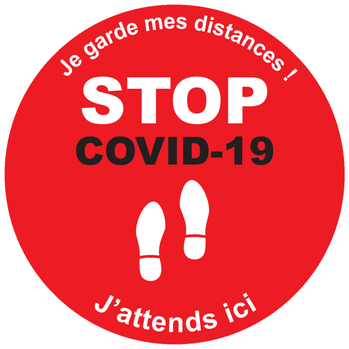 Sticker Sol avec laminat de Protection en Plastique Anti-dérapant | Stickers adhésif Sol - SOL STOP COVID-19 - 1 sticker