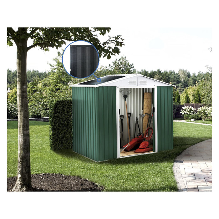 Abri de jardin métal - "Rosas " - 2.71 m² avec panneaux solaires - Vert