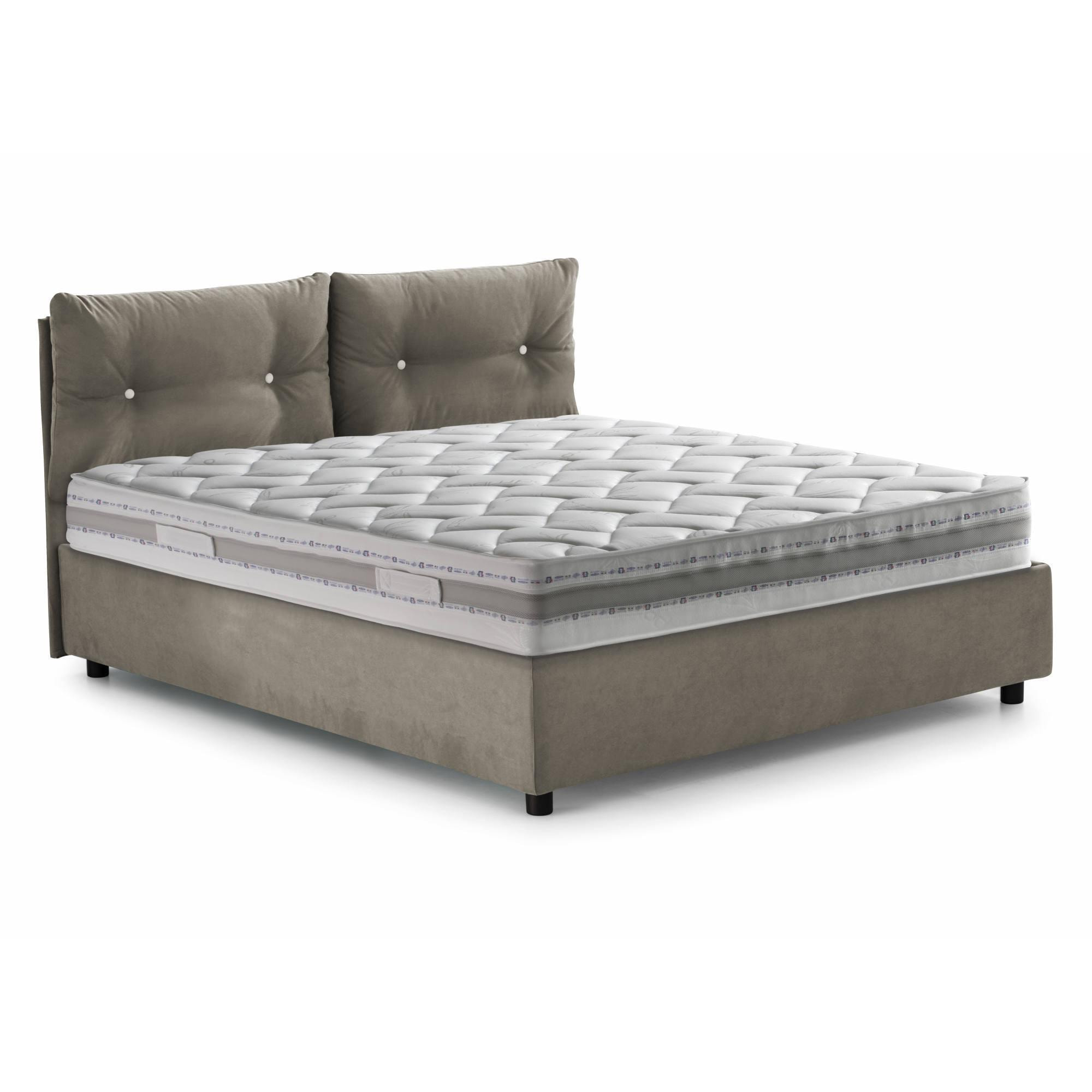 Letto singolo Adelaide, Letto contenitore con rivestimento in tessuto, 100% Made in Italy, Apertura frontale, adatto per materasso Cm 80x190, Tortora