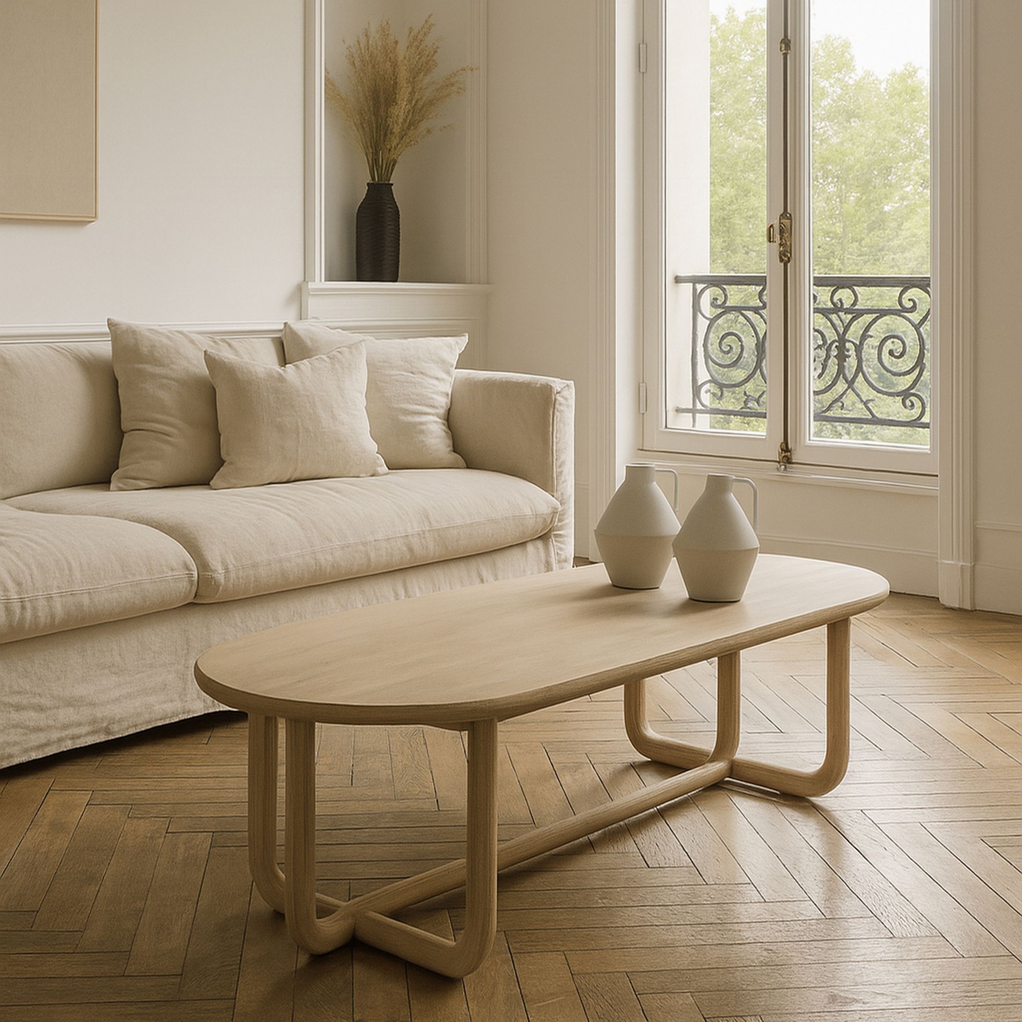 Table basse en pin recyclé KRISTEN