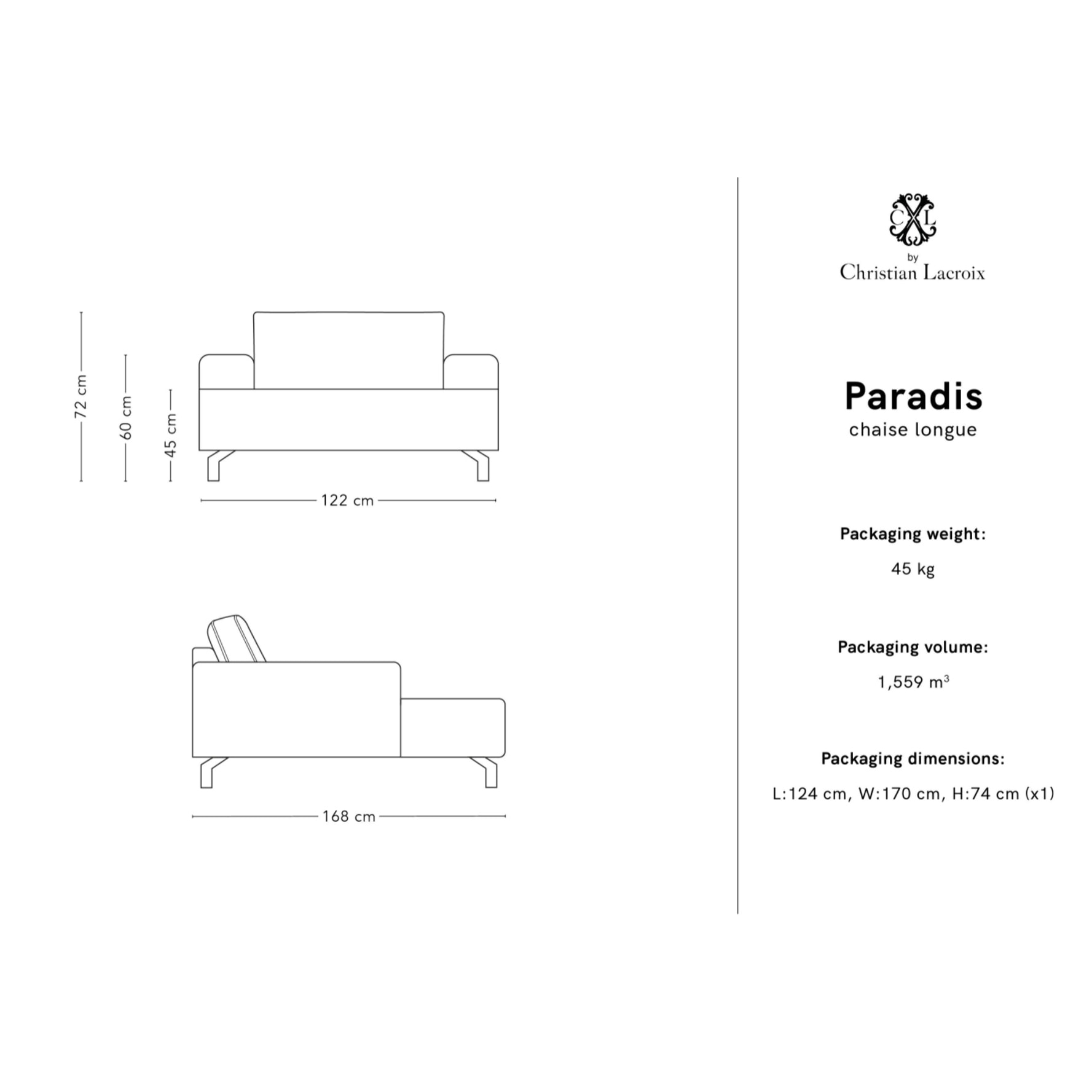 Méridienne "Paradis" en cuir véritable cognac