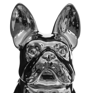 Statuette "Bulldog" - céramique - argent - H12 cm