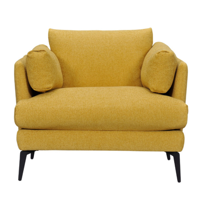 Fauteuil moelleux avec pieds métal noir - DANY