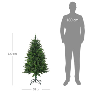 Sapin de Noël artificiel avec 310 branches, support en acier, arbre de Noël artificiel avec socle pliable en acier, hauteur 120 cm, vert