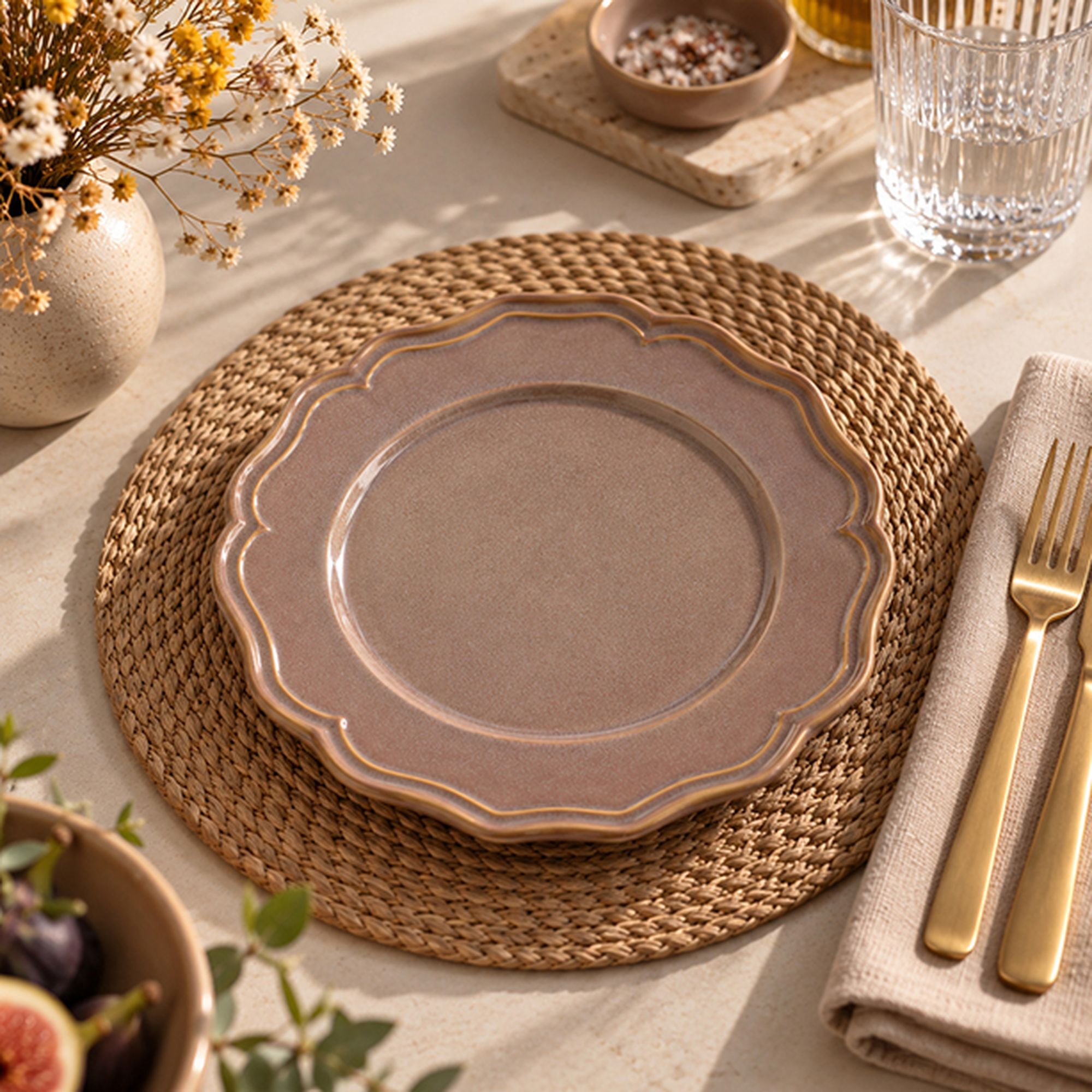 Lot de 6 assiettes à dessert 22cm en grès violet SIGNATURE