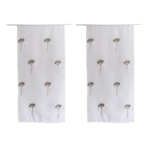Paire de petits voilages brodés de fleurs - Gris Galet